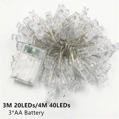 LED Photo Clip String Lights — 6m, 40 Clips