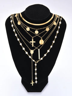 Layered Gold Necklace Set — 7 Pieces