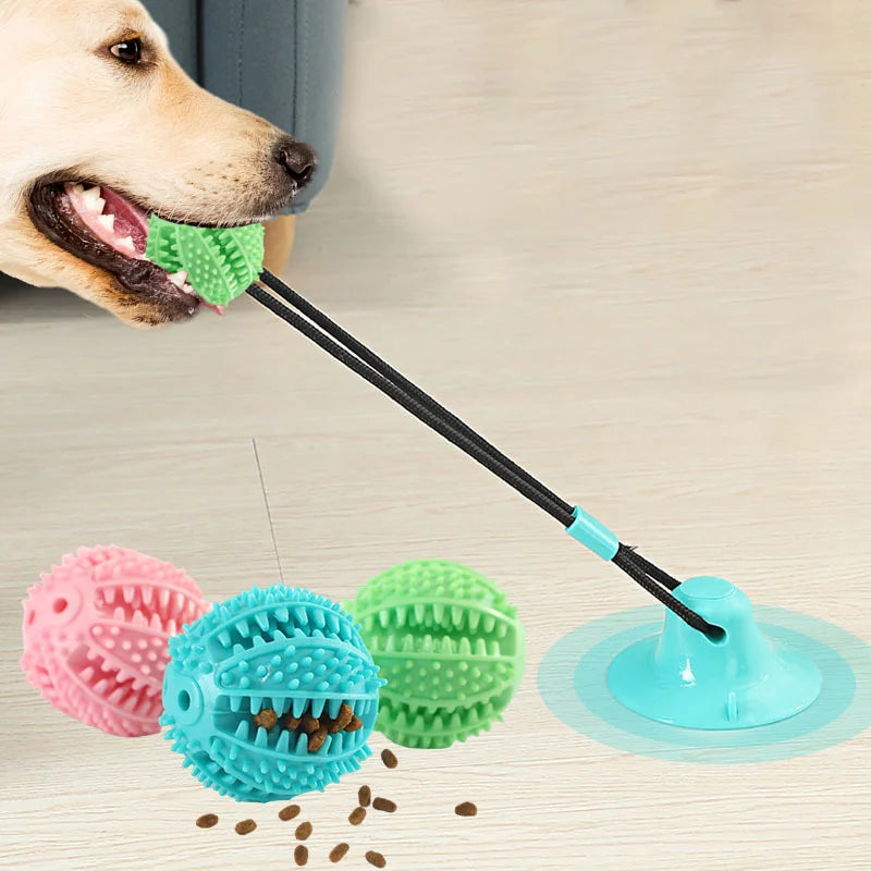 Interactive Dog Treat Toy — Suction Cup & Squeaker