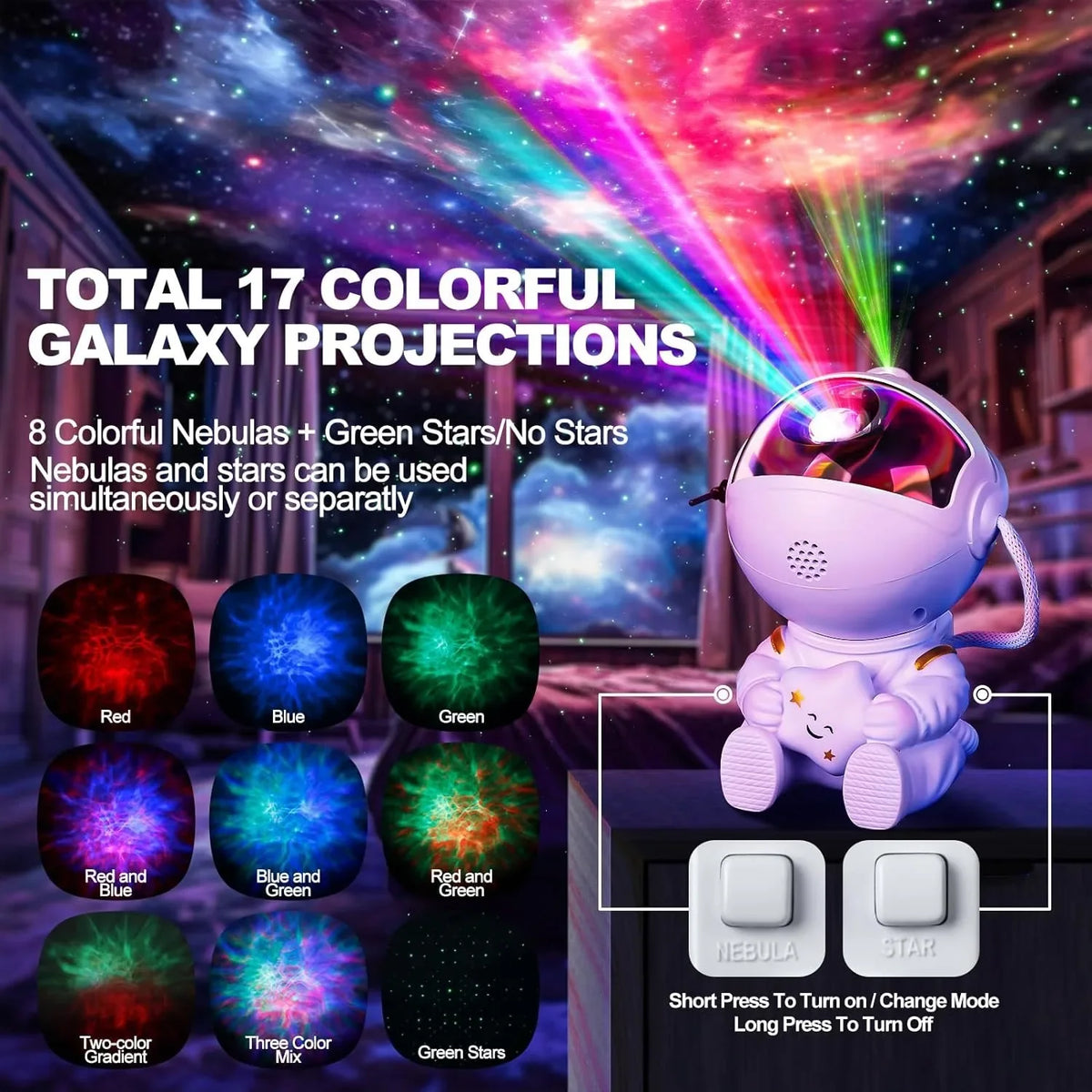 Astronaut Galaxy Projector — Star & Nebula Night Light
