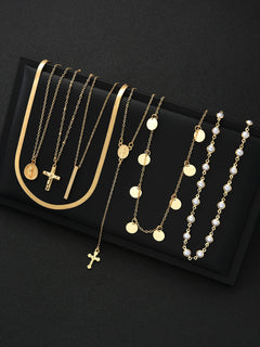Layered Gold Necklace Set — 7 Pieces