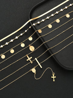 Layered Gold Necklace Set — 7 Pieces