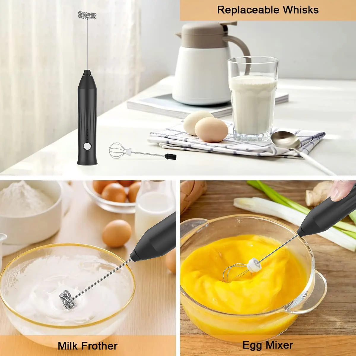 Electric Milk Frother — USB-C, 3 Speed