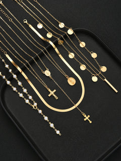 Layered Gold Necklace Set — 7 Pieces