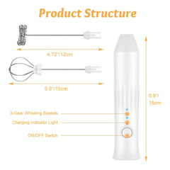 Electric Milk Frother — USB-C, 3 Speed