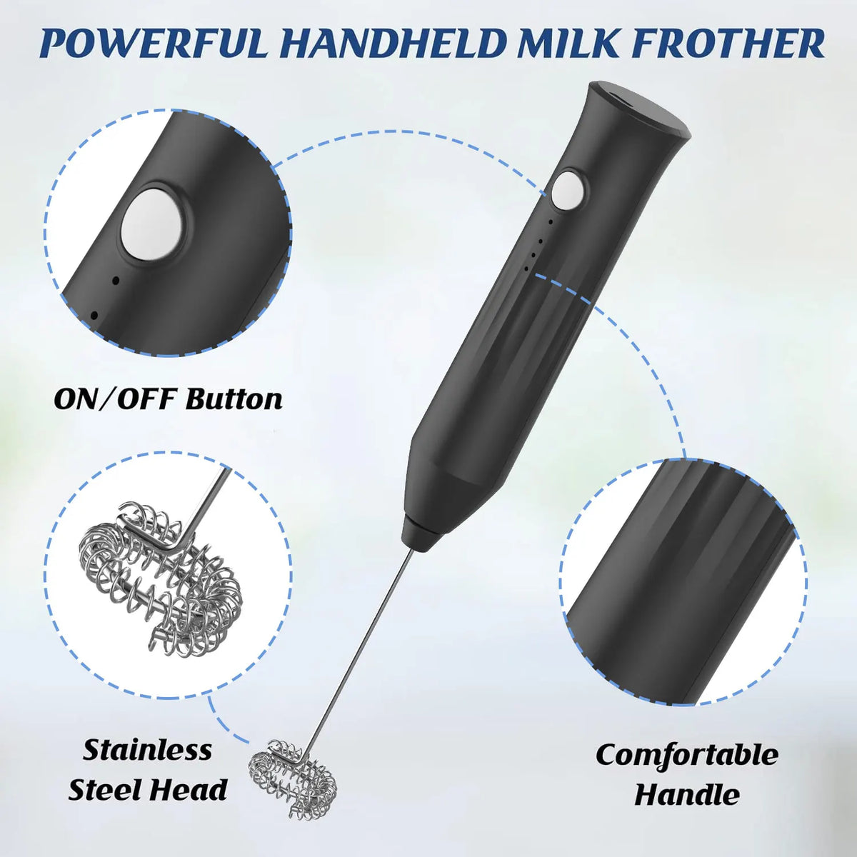 Electric Milk Frother — USB-C, 3 Speed