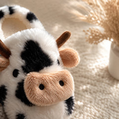 3D Cow Plush Slippers — Cosy Cartoon House Shoes