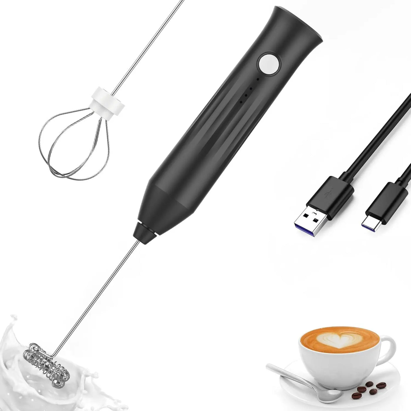 Electric Milk Frother — USB-C, 3 Speed